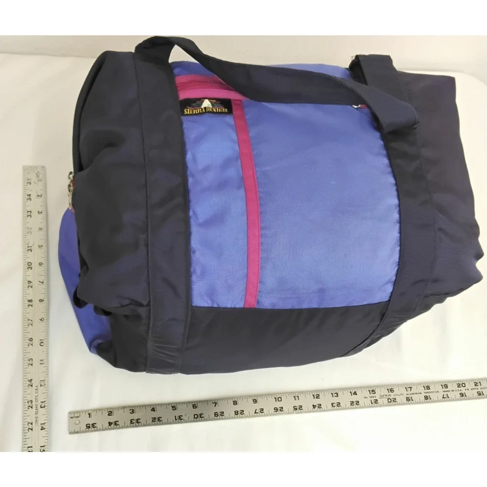 Sierra Designs Vintage Duffle Bag Color Block Purple W/ Matching Pouch #Z5794